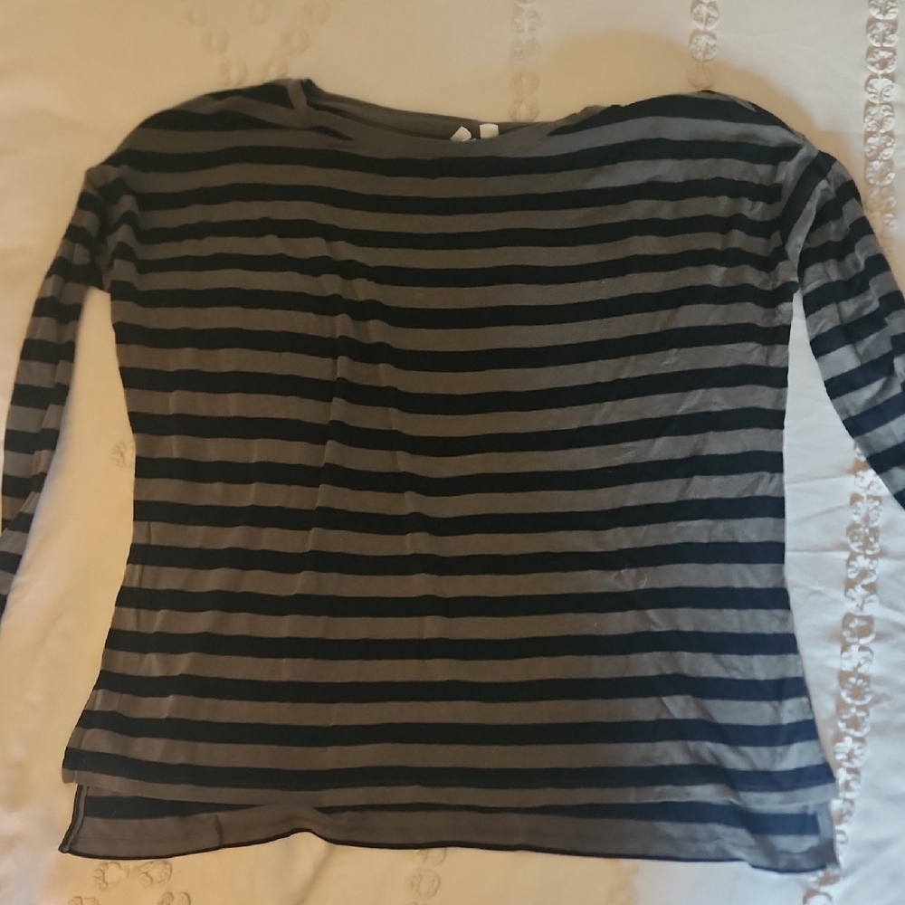Vintage Gap Striped Long Sleeve Top - Black and Gray